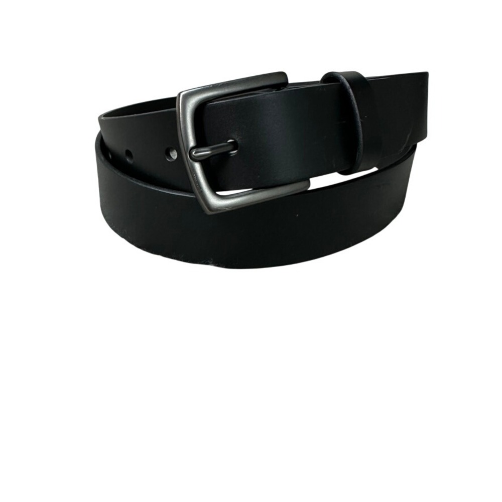 GAP Mens Black Bonded Leather Belt Gunmetal Buckle Size 38 Classic Casual